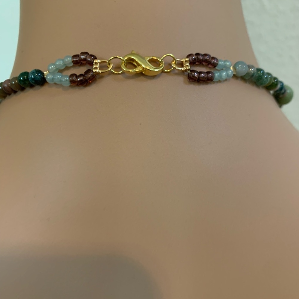 OOAK Murano Starfish w/Vintage Jade Jasper Agate Sea Glass Necklace - Picture 10 of 16